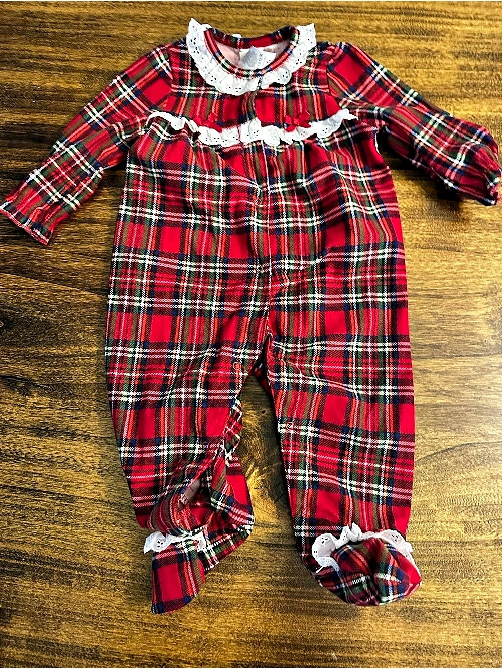 Little Me Baby Plaid Footie 6M Like New